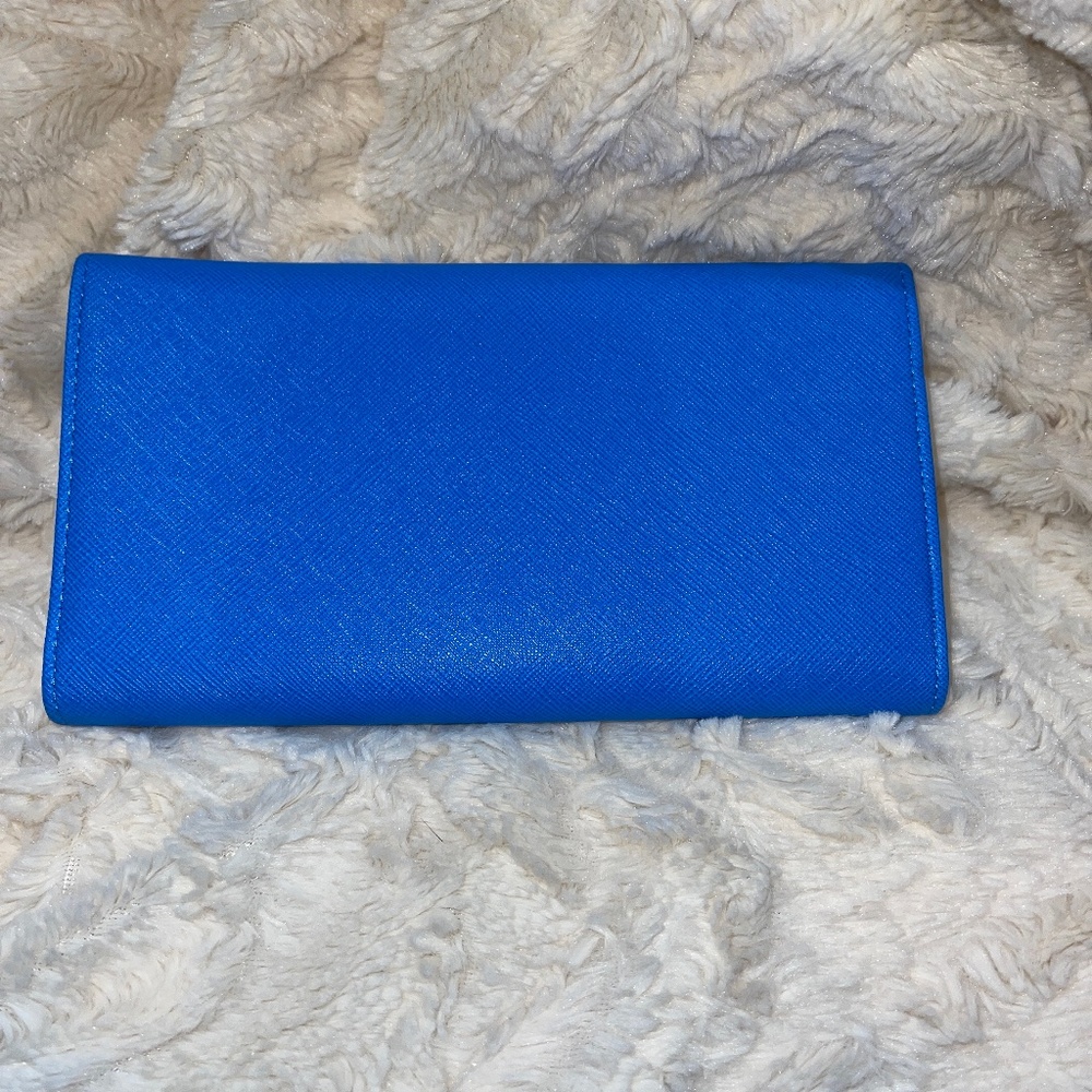a new day Blue Zip Around Wallet Card Pockets Gold Hardware